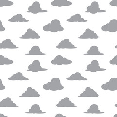 six shapes of grey cloud cartoon object seamless pattern on white background, vector illustrator