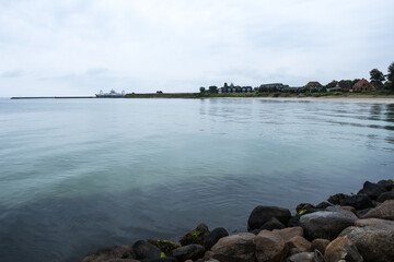 Ballen, Denmark – August 2022 – View of Ballen Marina, popular tourist destination of the...