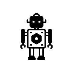 Black solid icon for robot