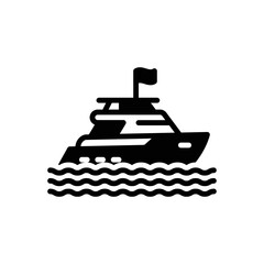 Black solid icon for yacht