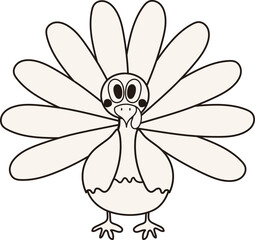 Thanksgiving Turkey Cute Cartoon Character Icon Vector Illustration Graphic 