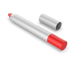 Blank lip color crayon template, 3d render illustration.