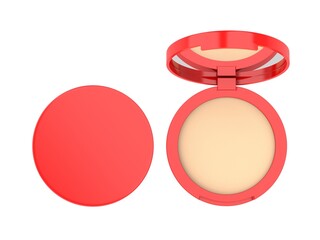 Blank makeup compact template, 3d render illustration.
