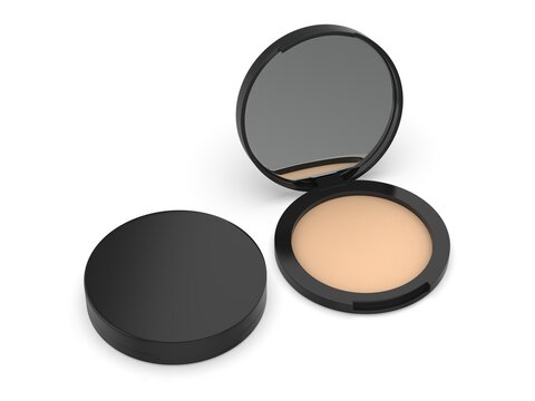 Blank Makeup Compact Template, 3d Render Illustration.