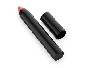 Blank lip color crayon template, 3d render illustration.