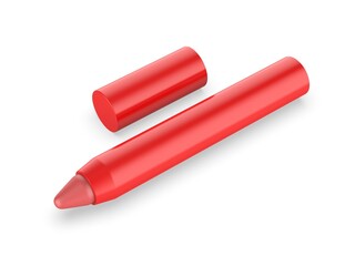 Blank lip color crayon template, 3d render illustration.