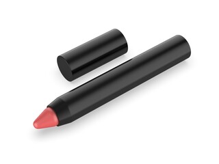 Blank lip color crayon template, 3d render illustration.