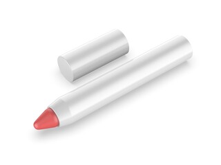 Blank lip color crayon template, 3d render illustration.