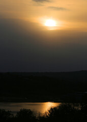 Naklejka premium Beautiful sunset in the Caucasus from a high-rise