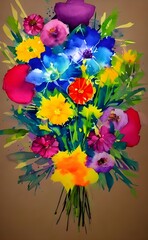 A watercolor flower bouquet is a beautiful and delicate work of art. The flowers are painted in soft, pretty colors and look like they're about to float away. Each petal is so perfectly shaped and the
