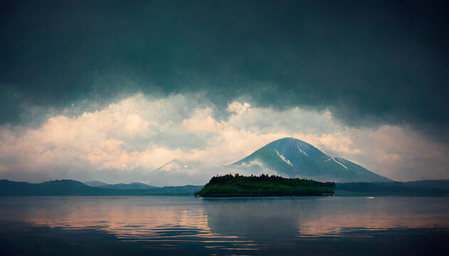 Stunning mountain lake in Japan