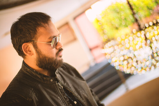 Middle age beard Indian Man posing for the camera