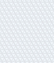 Seamless pattern with three dimensional triangular shapes in white. 3D geometric tile texture.