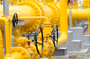 yellow pipes in factory, industrial