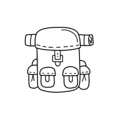 vector single backpack in doodle style isolated on white background for your design