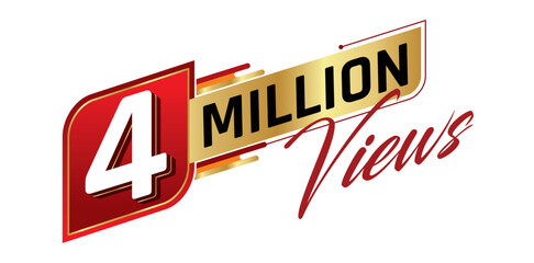 4 million views isolated on background. Vector illustration.