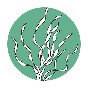 white seaweed on green circle clip art preview