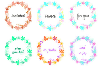 Set of isolated herbal frames 