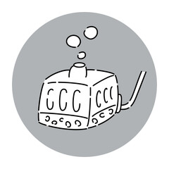 水槽用水中フィルター（投げ込み式ろ過フィルター）のアイコン（白黒）