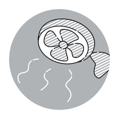 クリップ式扇風機のアイコン（白黒）