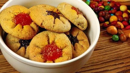 delicious, appetizing, festive cookies for tea in a plate