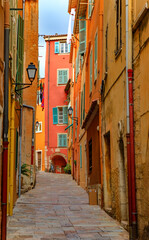 Obraz na płótnie Canvas Old terracotta houses in Old Town, Villefranche sur Mer, South of France