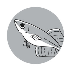 メダカのアイコン（白黒）