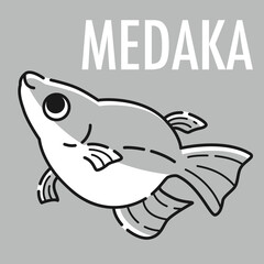 メダカのアイコン（白黒）
