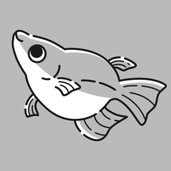 メダカのアイコン（白黒）