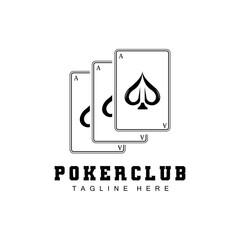 Poker Casino Card Logo, Diamond Card Icon, Hearts, Spades, Ace. Gambling Game Poker Club Design