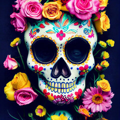 Day of the dead sugar skull - AI Generated art of fictional character