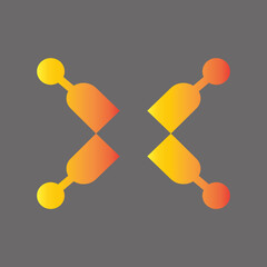 Office People or network connection link node abstract monogram vector logo template