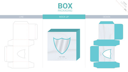 Box packaging and mockup die cut template	