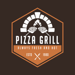 vintage pizza logo design template