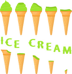Big set various sweet tasty natural ice cream