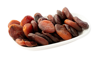 Sun dried apricot isolated on white background.