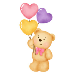 Bear holding a balloons