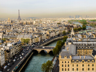 Fototapeta premium Paris Bird Eyes View with Eiffel Tower and city Background