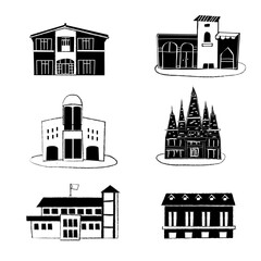 Fototapeta premium Set drawing illustration building house and home icon vector 
