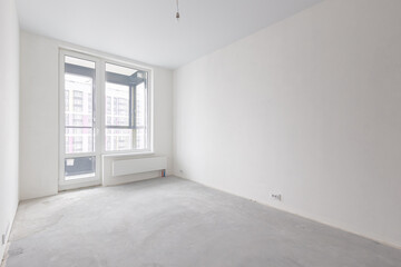 Empty concrete commercial space without finishing with partitions