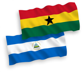 Flags of Nicaragua and Ghana on a white background