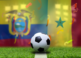 Naklejka premium Football Cup competition between the national Ecuador and national Senegal.