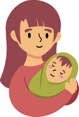 Mother day illustration. Mother holding baby	
