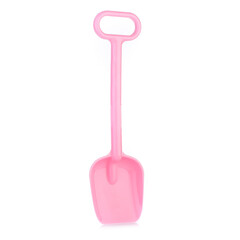 Children's large shovel isolated on a white background. Colored plastic shovels for snow removal. Children's Sandbox Toys