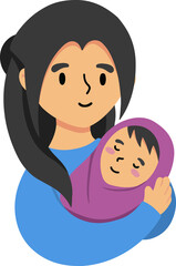 Mother day illustration. Mother holding baby	
