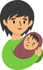 Obraz premium Mother day illustration. Mother holding baby 