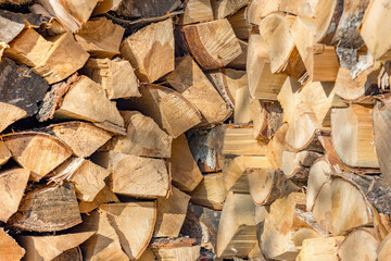 Woodpile for furnace furnace. The concept of the energy gas crisis in Europe.