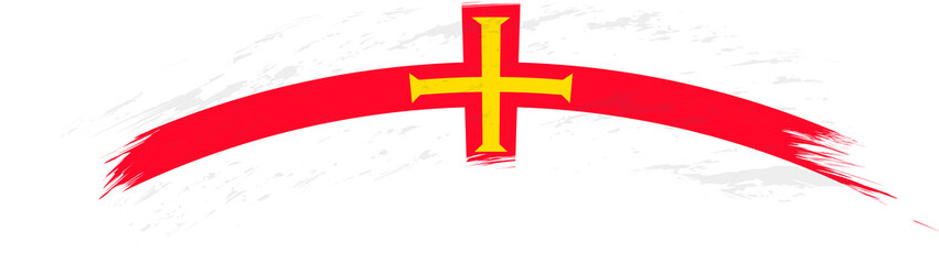 Obraz premium Flag of Guernsey in rounded grunge brush stroke.