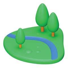 Forest land 3d rendering isometric icon.