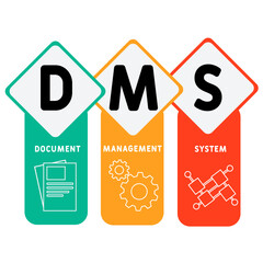 DMS - Document Management System acronym. business concept background.  vector illustration concept with keywords and icons. lettering illustration with icons for web banner, flyer, landing